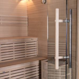 intérieur sauna cabine infrarouge scandinave hamman sona verre