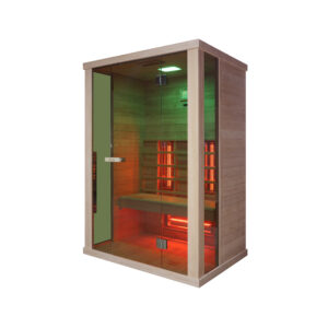 intérieur sauna cabine infrarouge scandinave hamman sona1 solaris vert