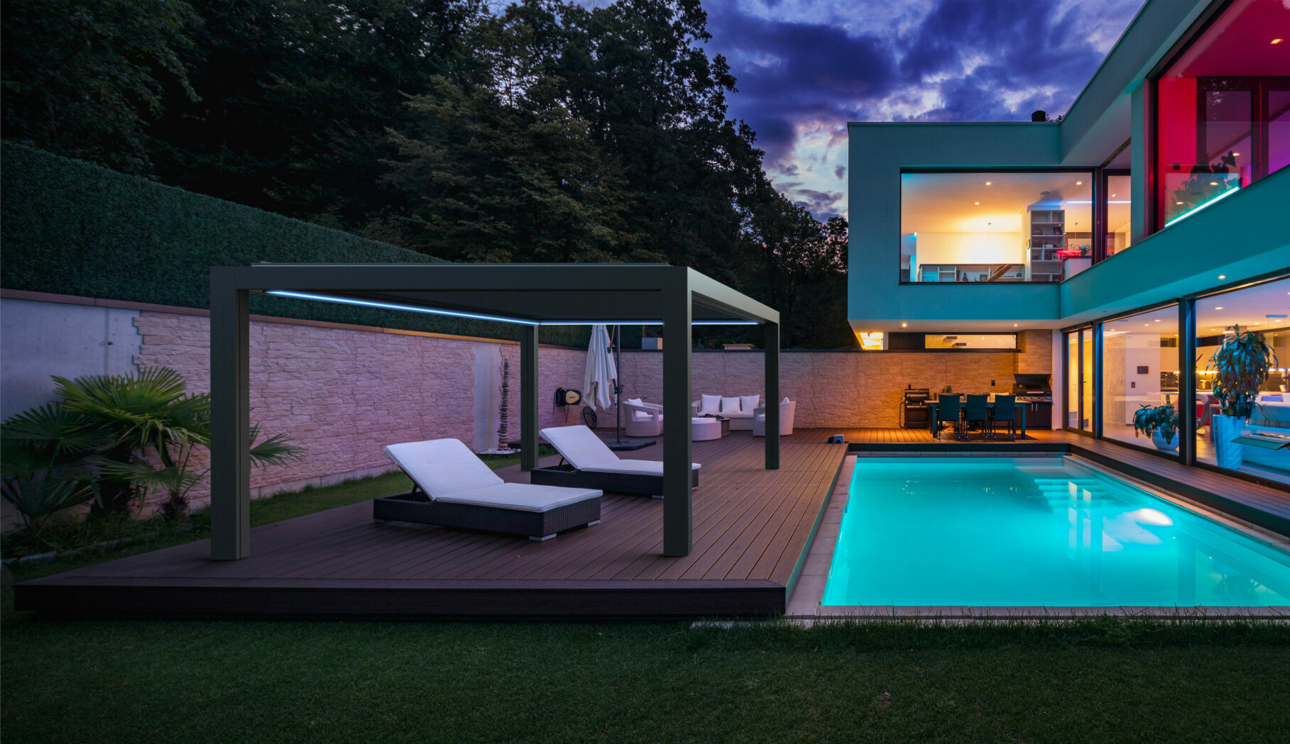 antares pergola bioclimatique ilot nuit